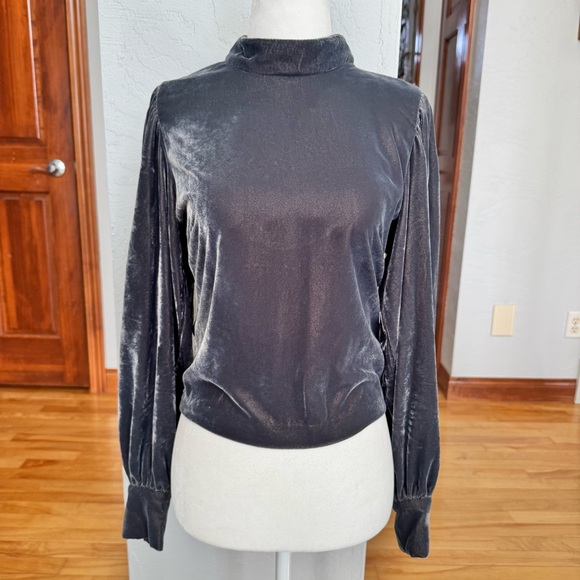Banana Republic Factory Cropped Open Back Velvet Blouse - Picture 4 of 10